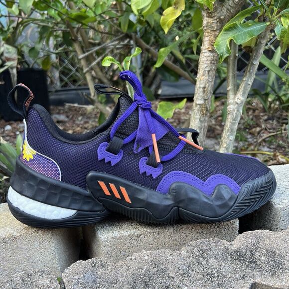 NEW Men's Adidas Boost Signature Series Rayford Trae Young Black & Purple Sz 10 - Picture 1 of 9